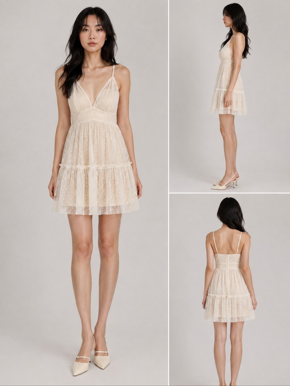 PrettyLittleThing Blush Polka Dot Tulle Dress